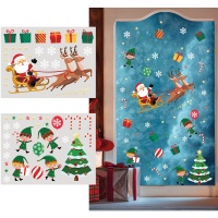 Pai Natal e rena autocolante decoração janela - 2 folhas