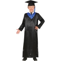 Fato de graduado preto e azul para criança