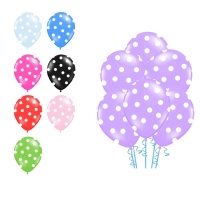 Balões de látex com pintas brancas 30 cm - PartyDeco - 6 unidades