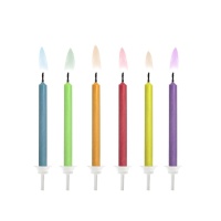 Velas com chamas de cores variadas 6 cm - 6 unid.