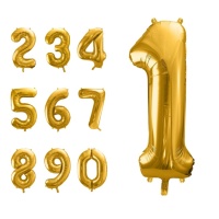 Balão número dourado 86 cm - PartyDeco