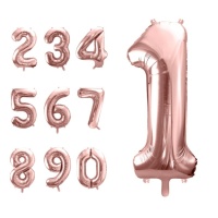 Balão número dourado cor-de-rosa 86 cm - PartyDeco