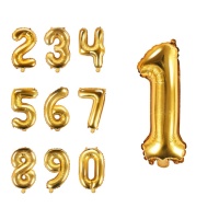 Balão número dourado 35 cm - PartyDeco