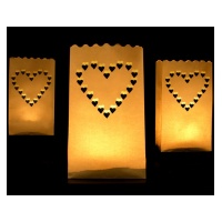 Sacos de luz para velas com coração - 10 unid.