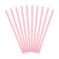 Palhinhas de papel lisas cor-de-rosa - 10 unid.