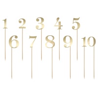 Topos de números de mesa dourados - 11 unid.