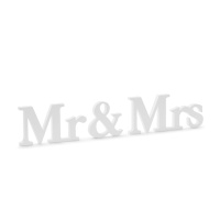 Placa de madeira Sr. e Sra. branca - 50 x 9,5 cm