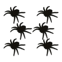 Aranhas peludas pretas 6cm - 6 peças