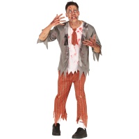 Fato de estudante zombie vermelho para homem