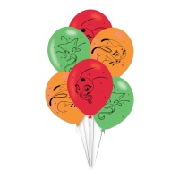Balões de látex Joaninha 27,5 cm - 6 unid.