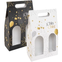 Caixa de vinho Chin chin chin 36 x 23 x 10 cm - 1 unid.