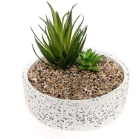 Planta artificial com vaso largo 15,5 x 6,5 cm estilo granito