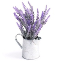 Planta de lavanda artificial com jarro de metal 15 x 9 x 24 cm