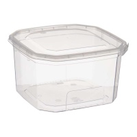 Tupperware de plástico retangular de 750 ml com tampa e tampa com fecho