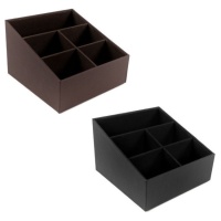 Organizador de controlo quadrado em pele de 18 x 18 x 12 cm - 5 compartimentos