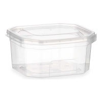 Tupperware de plástico retangular de 370 ml com tampa e tampa com fecho