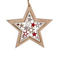 Estrela de Natal em madeira pendente 13 cm
