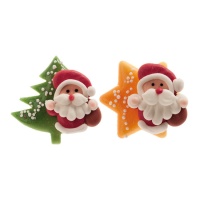 Pai Natal figuras de maçapão 4,5 x 4,5 cm - Dekora - 48 unidades