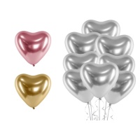 Balões de látex cromados em forma de coração de 30 cm - PartyDeco - 50 unidades