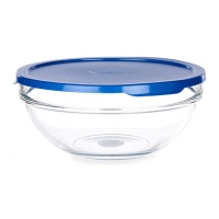 Tupperware de vidro redondo de 1700 ml com tampa azul