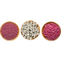 Kit de purpurinas sortidas prateadas e cor-de-rosa - 85 gr