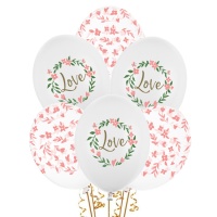 Balões de látex Love & Leaves 30 cm - PartyDeco - 50 unidades