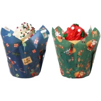 Chávenas de tulipas de papel para muffins do Pai Natal - PME - 24 unid.