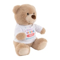 Peluche urso Desejamos-lhe um aniversário super feliz 21cm