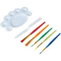 Conjunto para pintar com paleta, espátula e 5 pincéis