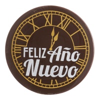 Sinal de Feliz Ano Novo em chocolate negro com relógio 5 cm - Dekora - 45 unid.