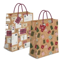 Saco de oferta de Natal 14 x 11,5 x 6,7 cm Kraft - 1 unid.