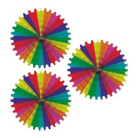 Pendentes em leque multicoloridos 40 cm - 3 unidades