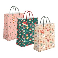 Saco de oferta 45 x 33 x 10 cm com desenhos de Natal variados - 1 unid.