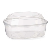 Tupperware de plástico retangular de 1500 ml com tampa e tampa com fecho