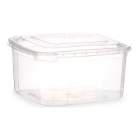 Tupperware de plástico retangular de 1000 ml com tampa e tampa com fecho