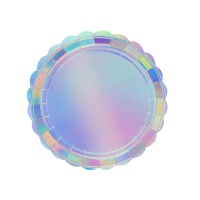 Pratos iridescentes redondos de 23 cm - 6 peças