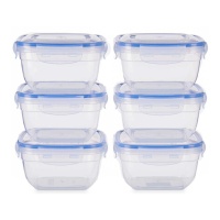 Tupperware de plástico quadrado de 900 ml - 6 unidades