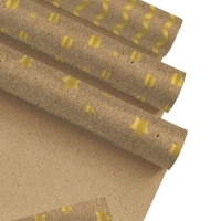 Papel de embrulho de Natal Kraft dourado 2,00 x 0,70 m - 1 unid.