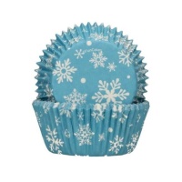 Cápsulas para cupcake floco de neve azul - FunCakes - 48 unid.