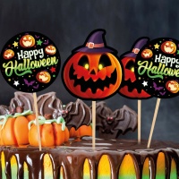 Palitos para cupcakes Happy Halloween 6 cm - 12 unid.