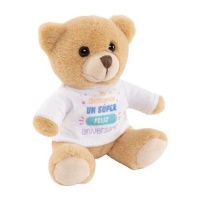 Peluche urso Desejamos-lhe um aniversário super feliz 13 cm