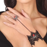 Pulseira bordada com anel de aranha