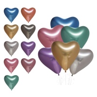 Balões de látex cromados biodegradáveis em forma de coração de 30 cm - Nordic Balloons - 6 unid.
