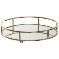 Tabuleiro decorativo espelho dourado 23 cm - DCasa