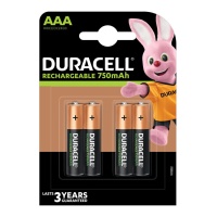 Pilhas recarregáveis de níquel tipo AAA - Duracell - 4 unid.