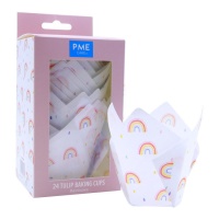 Cápsulas de tulipa de papel para muffins arco-íris - PME - 24 unid.