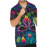 Camisa Havaiana Tropical Neon para adultos