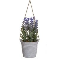 Planta de lavanda artificial com vaso suspenso 10 x 22 cm