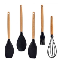 Conjunto de utensílios de cozinha com pega em madeira de faia - 5 pcs.