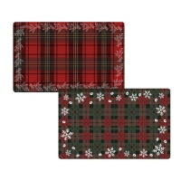 Individual de Natal tartan 43 x 28 cm - 1 unid.